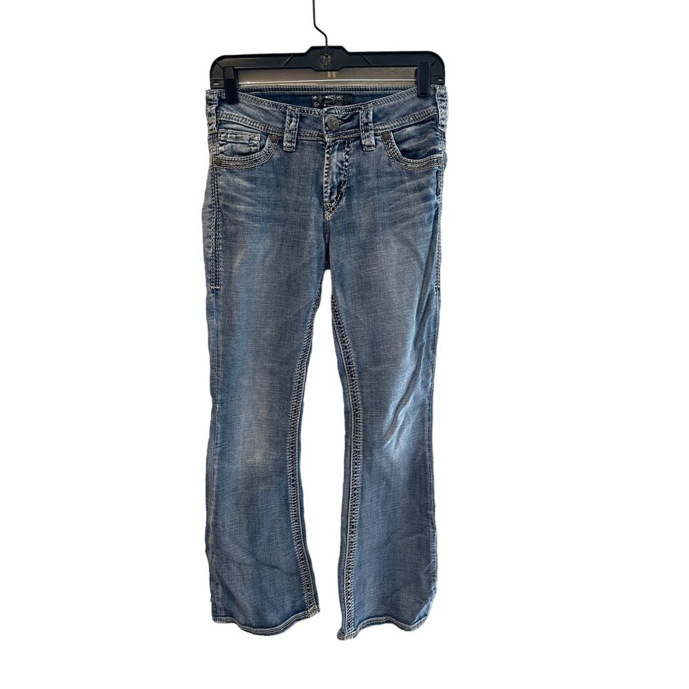 Women’s Silver Suki Flap Bootcut Western Jeans. Size 28X30
